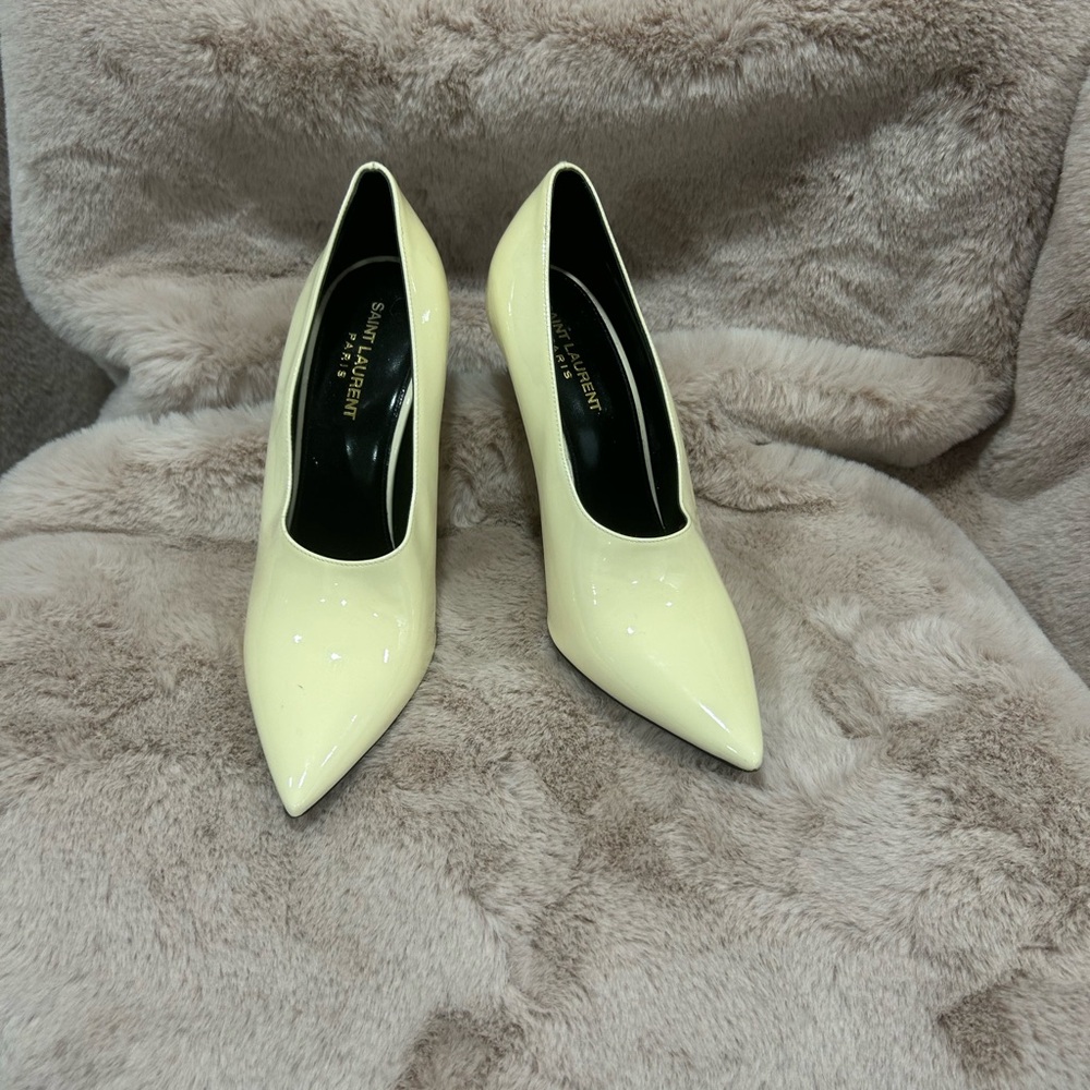 Saint Laurent Patent Cream Heels